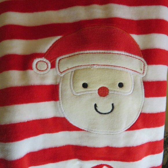 Baby Santa red and white striped footed bodysuit embroidered Holiday - Picture 4 of 8